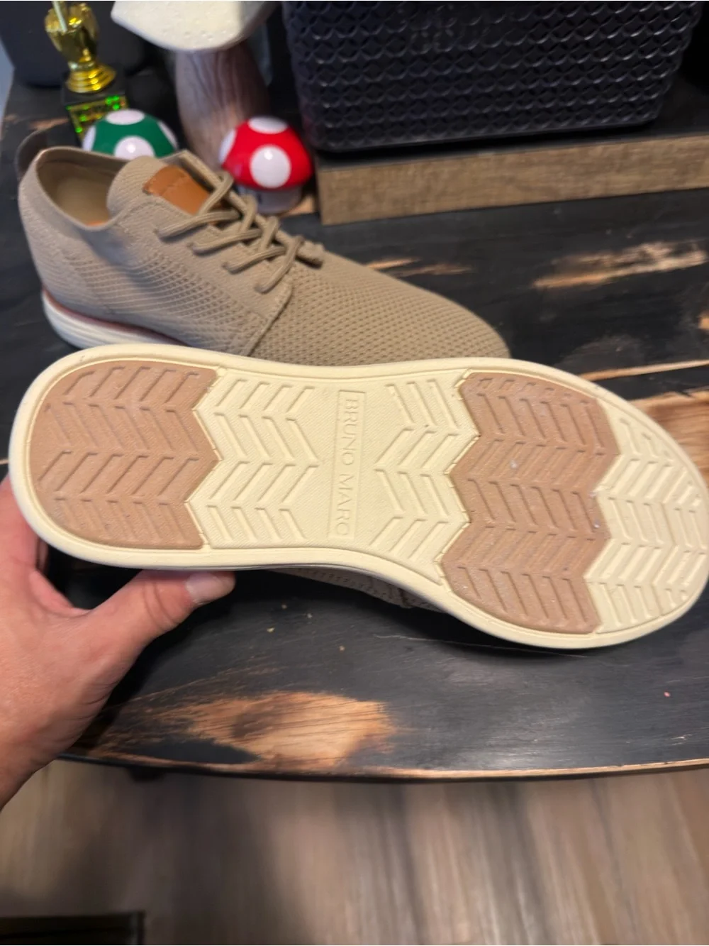 Men's Bruno Marc Knit Casual Lace-Up Shoes - Beige 8.5 men’s